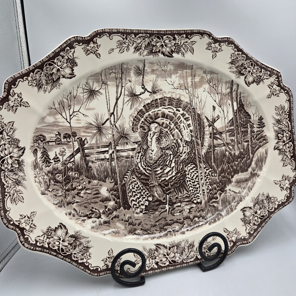 Williams Sonoma His Majesty Brown Turkey Serving Platter Wedgwood 1999 20x15"